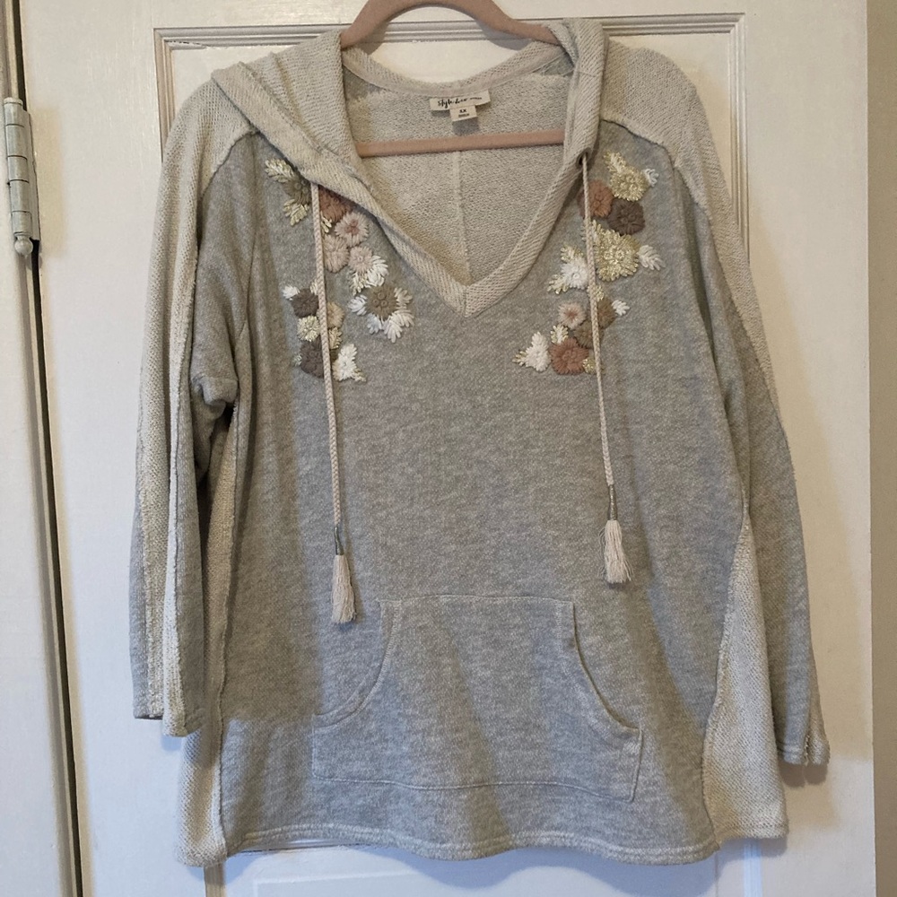Style & Co Floral Embroidered Hoodie
